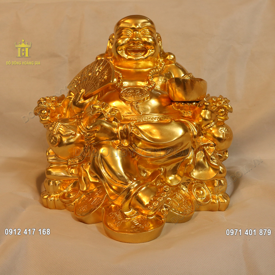 Tượng đồng Phật Di Lặc ngồi dát vàng 24K